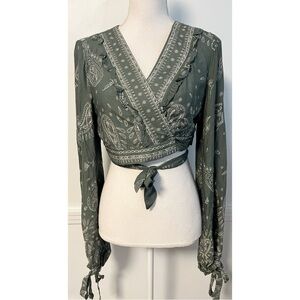 Jaase • NWT Constance Green Paisley Wrap Top